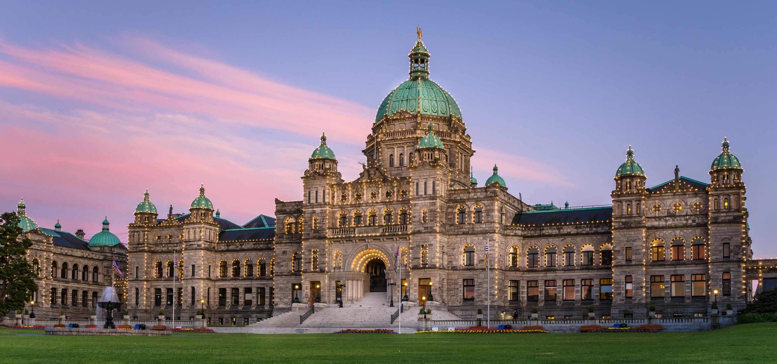 British Columbia Parliament Buildings beside Victoria's Inner Harbour
